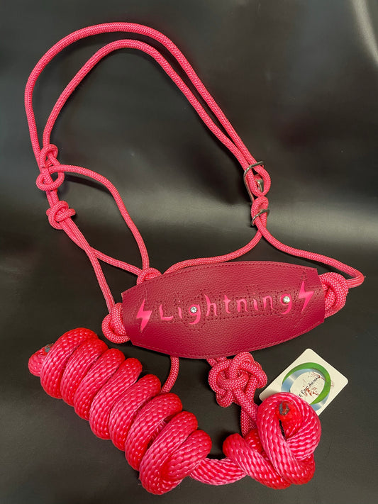 Custom Lightning Pink Rope Halter