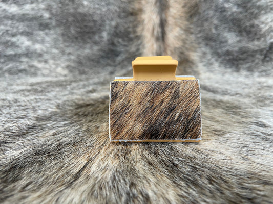 2” Mustard Hair Clip with Light Brindle Hair On Cowhide